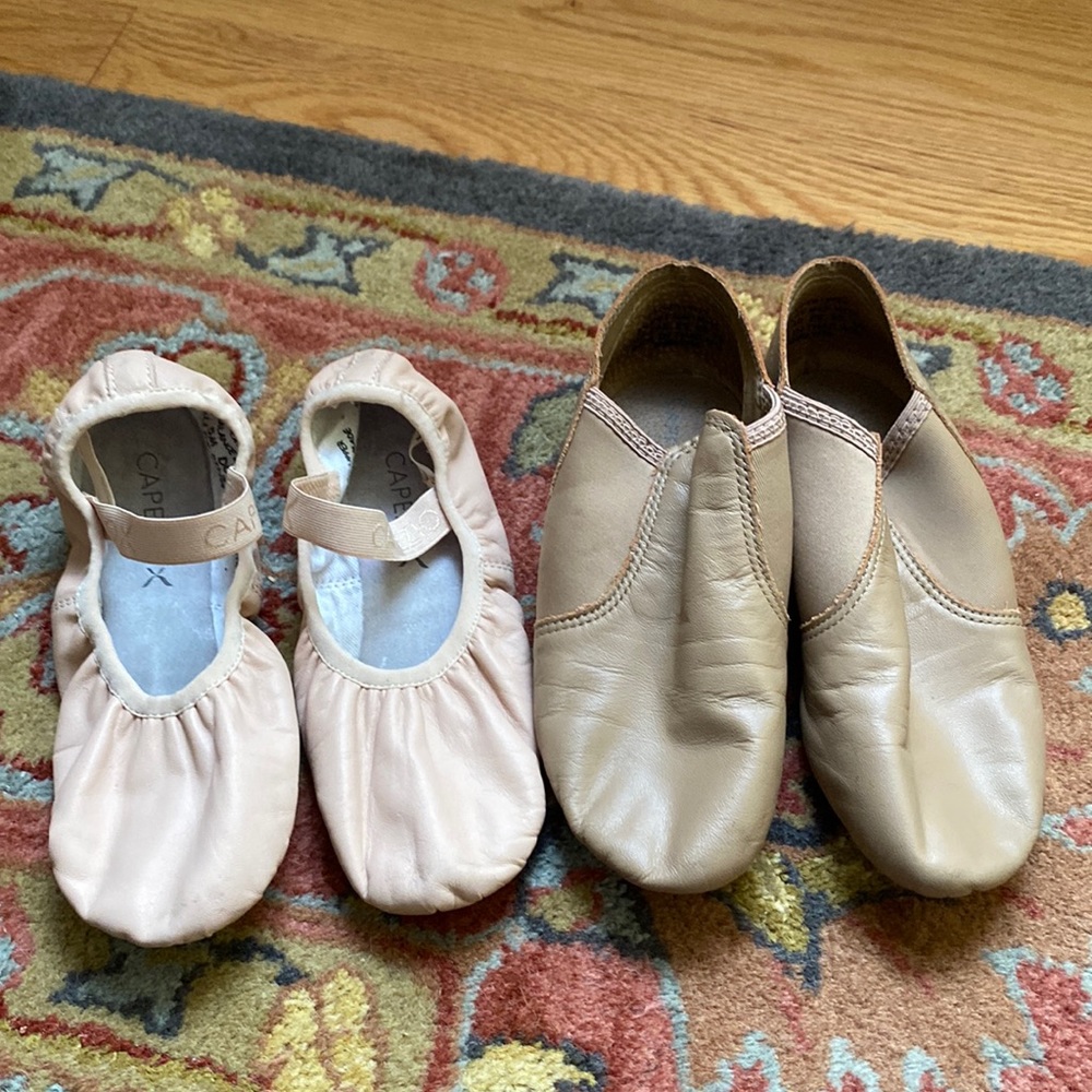 Capezio 212W ballet pink shoes size 5M and jazz EJ2 caramel size 6M